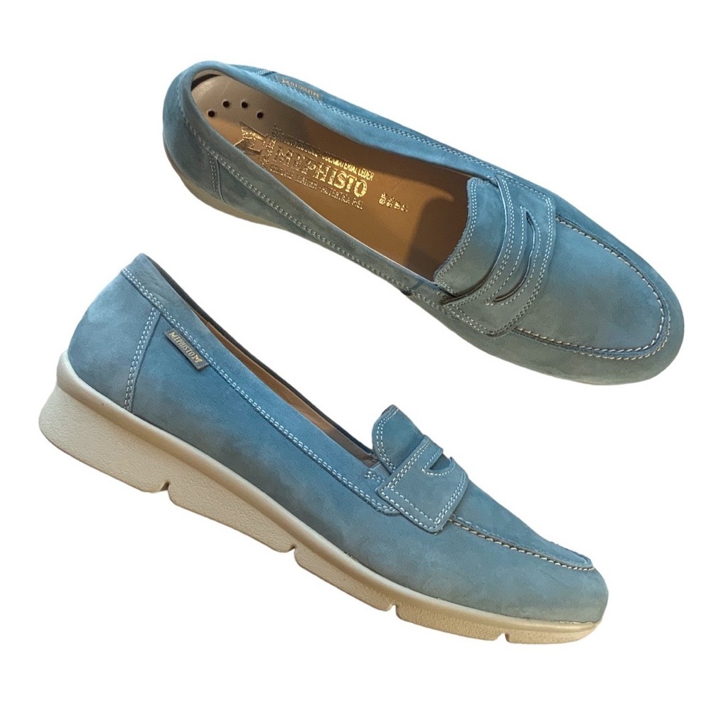 Mephisto Diva Women’s blue leather loafers shoes Size 11
